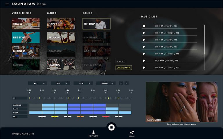سایت هوش مصنوعی رایگان برای ساخت موزیک ساندراو (Soundraw)
