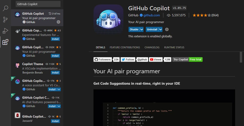 بهترین ابزارهای هوش مصنوعی برای کدنویسی گیت‌هاب کوپایلت (GitHub Copilot)